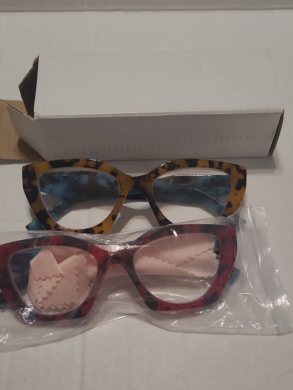 Tortoiseshell Cat Eye Women's Readers - Brown and Blue/ Res And Blue/2 Pack